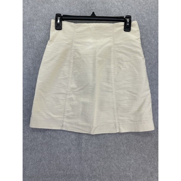 Free People Women's Paper Bag Skirt Size 6 Mini Beige Button Front Cotton - Picture 2 of 11